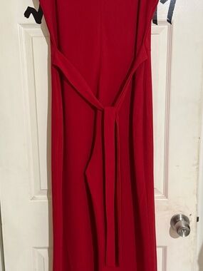 Fashion Nova Red Sleeveless Jumpsuit with Waist Tie Accent